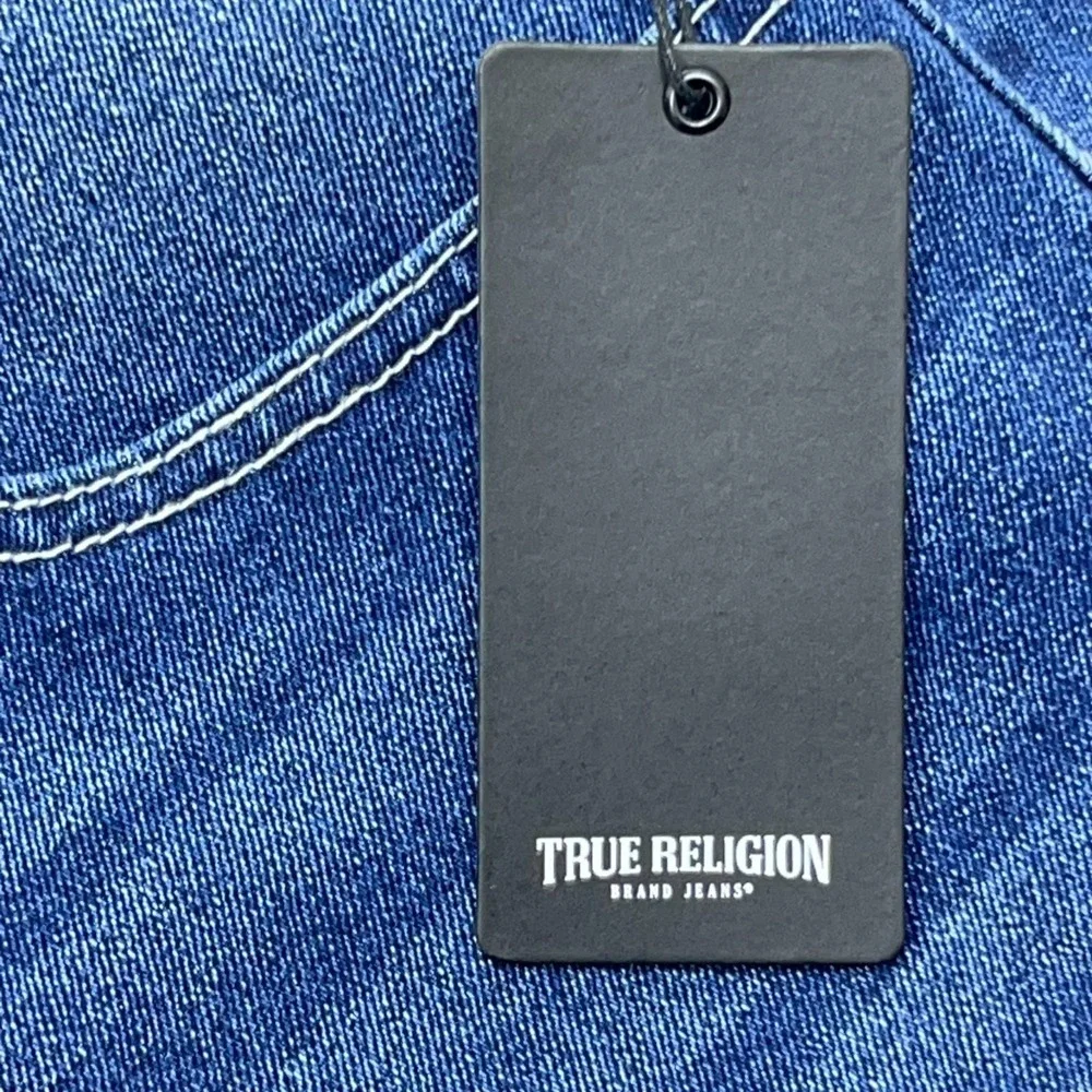 NEW True Religion Jeans Men's 38x32 Blue Denim Bobby Relaxed Baggy Distressed